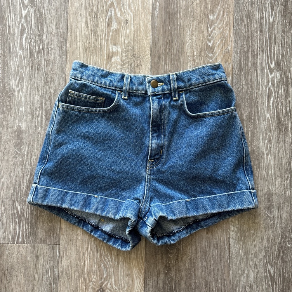 American Apparel Jeans Y2K Made in USA High Waisted Cuffed Denim Shorts Size 27